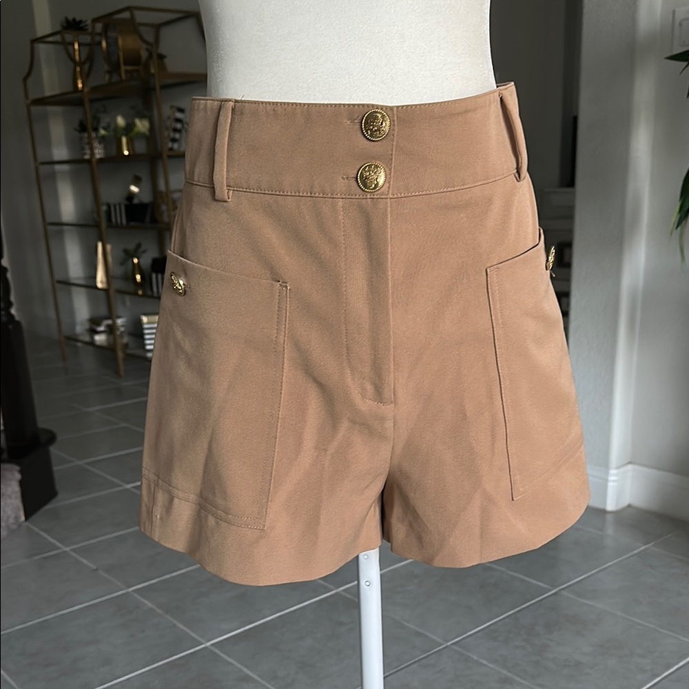 Zara Tan High Waist Shorts with Tailored Fit